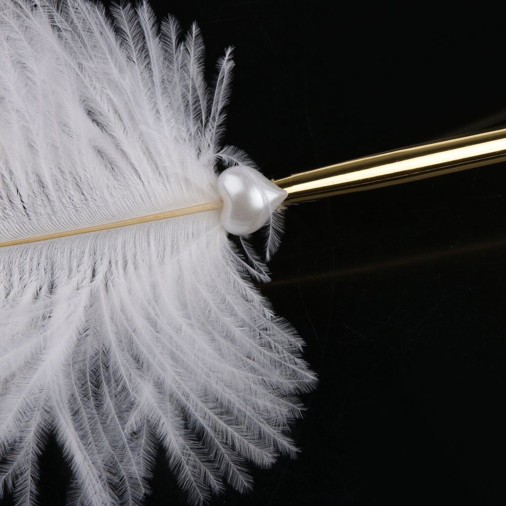 Plastic Unique Pen With Holder For Wedding Guestbook Bridal Engagement White + Gold