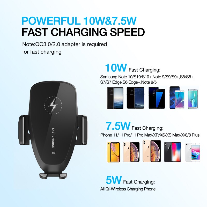 15W Auto Drahtlose Ladegerät für samsung S20 S10 QI Drahtlose Schnelle Ladegerät Auto Telefon Halfter für iPhone Xiaomi Huawei Auto Ladung