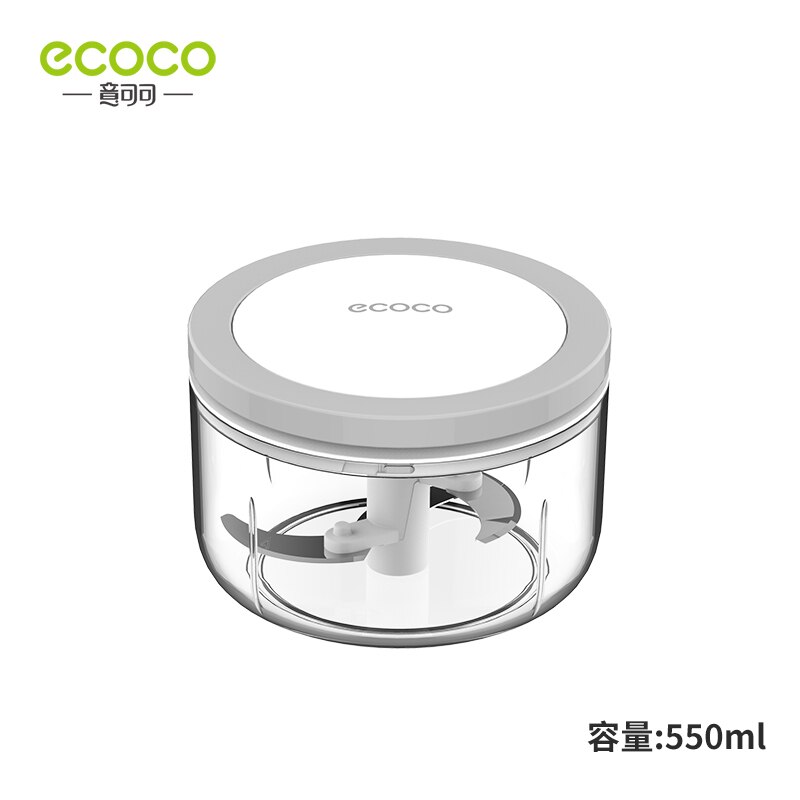 ECOCO Manual Food Chopper Pull Onion Chopper Large Vegetable Processor Blender Mincer Mixer for Egg Meat Salad Fruit Pesto Puree: 550ml Grey