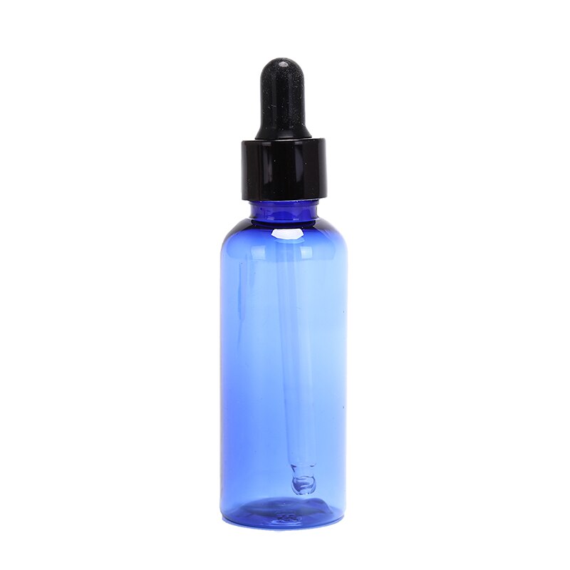 50ml/bottle Dropper Empty PET Aluminum Dropper Oil Essential Bottle In Refillable Liquid Pipette Bottles 1PC: blue