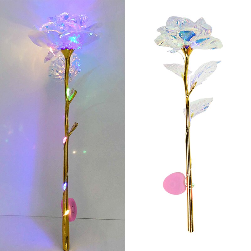 LED feuille d'or artificielle Rose fleurs avec boîte Rose éternelle branche chaude saint valentin pour mariage décor fête d'anniversaire: B02 with LED light