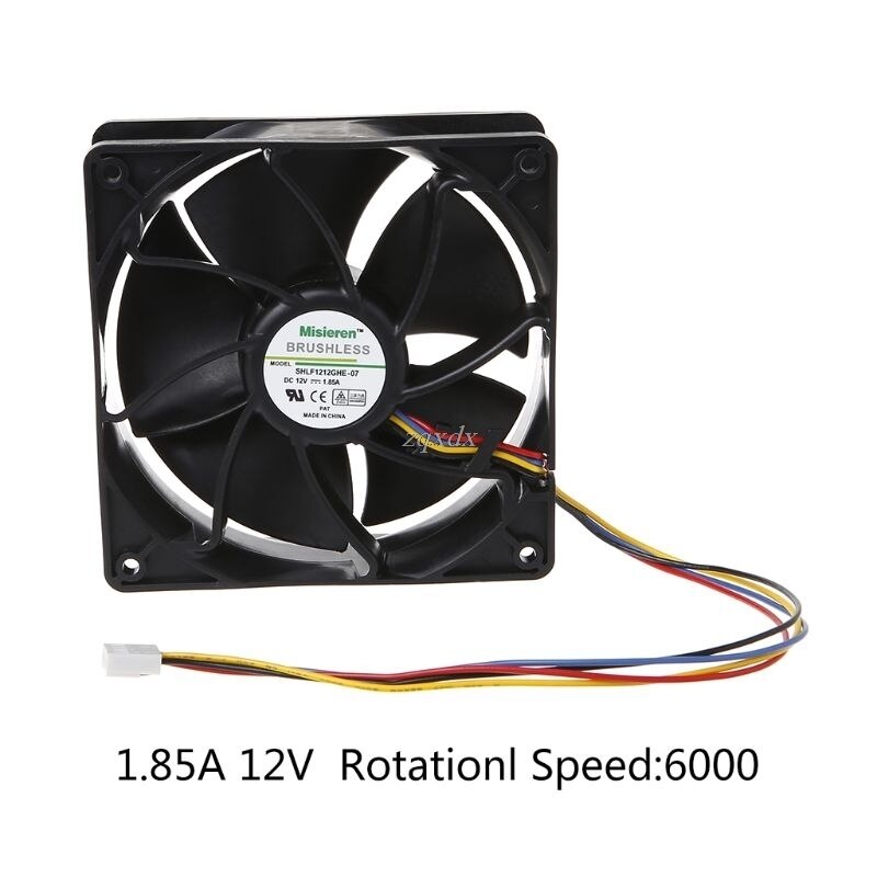 Cooling Fan 12038 12V 1.85A Dual Ball Bearing Brushless 4-Wire PWM Temperature Control Air Cooler Mining Machine