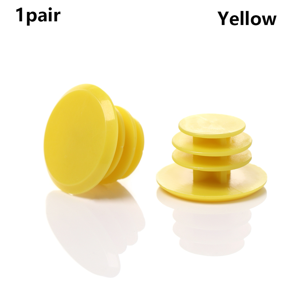 1Pair Bicycle Plastic Handles Caps Colorful Stoppers Handlebar Grip End Plugs Road Bike Grips Cycling Accessories: Yellow