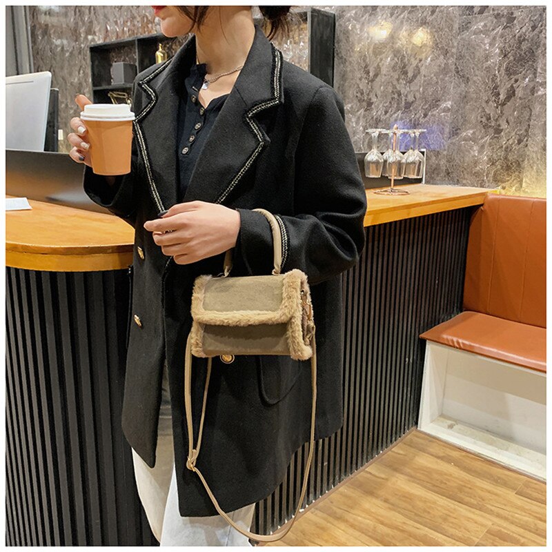 2020 nowe panie PU przekątna mała torba kwadratowa moda okładka typu pluszowa dekoracyjna torebka na wszystkie mecze torba damska na jedno ramię