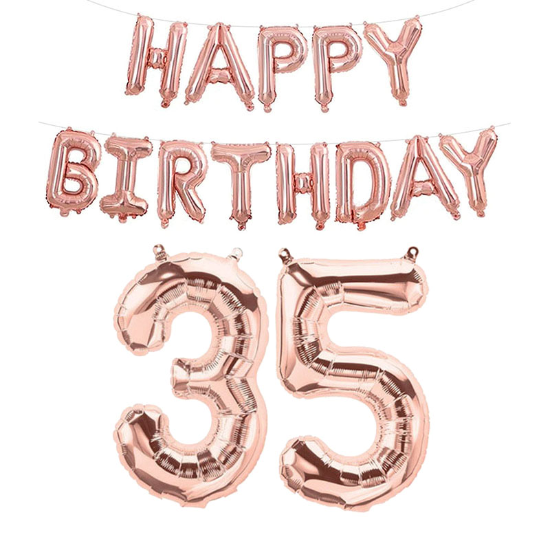 Globos de aluminio con números de feliz cumpleaños de oro rosa, decoraciones para fiestas para niños y adultos, niño y niña 10 11 14 15 18 25 30 35 40 50 60 70 años