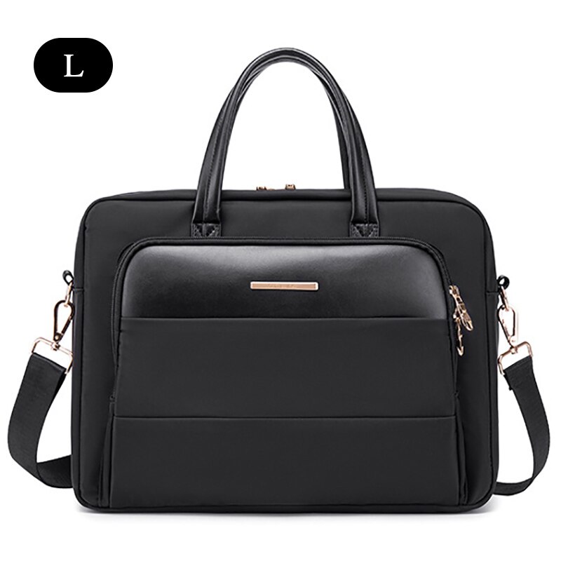Capacity Briefcase Travel 13 14 15.6in Laptop Document Organizer Shoulder Bag Business Ipad Phone Notebook Storage Handbag X133C: Black L