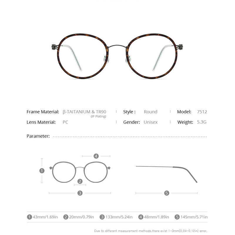FONEX-Monture de lunettes en titane B pour hommes et femmes, de , montures rondes, poids ultraléger, Morten, lunettes coréennes sans vis