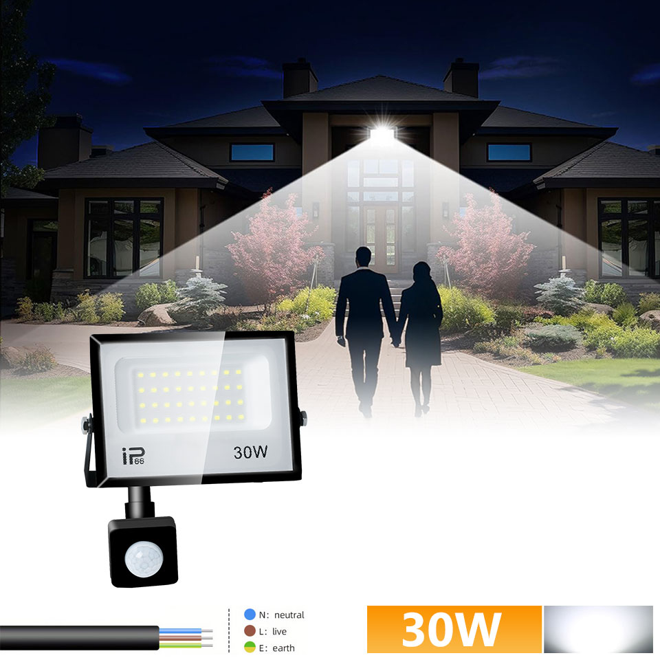 Led pir bevægelsessensor projektør udendørs 20w 30... – Grandado