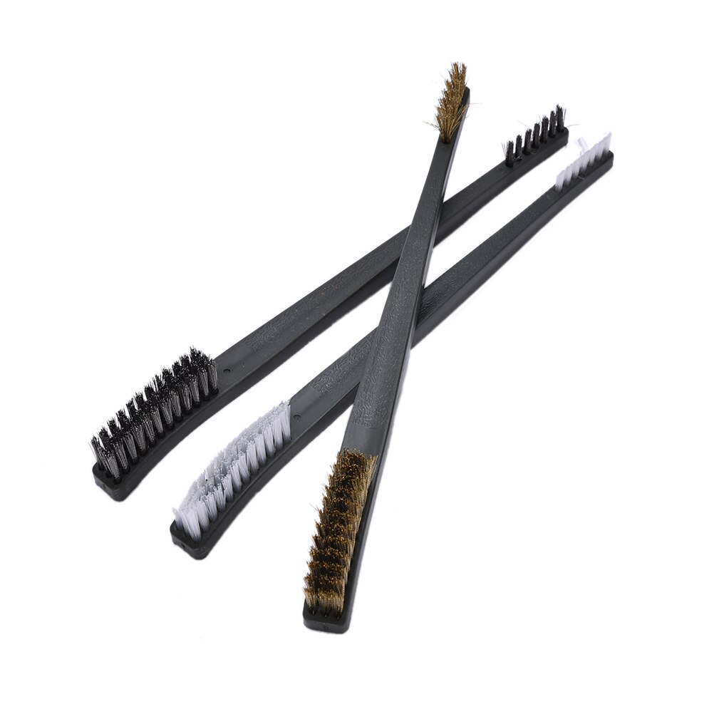 3 stk/sett 17cm stålbørster nylon messing stålbørste egnet for rengjøringsverktøy støvborr børstesliper