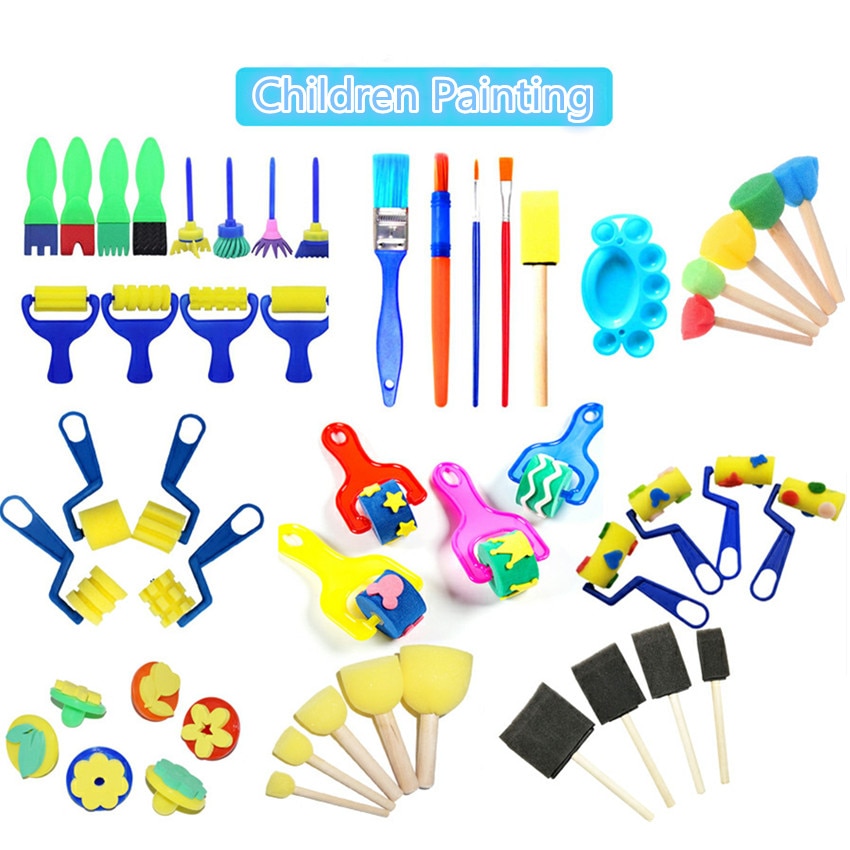 1 sæt svamp malingbørste til børn diy graffiti svampebørster sjove legetøj kunstforsyninger forsegling maleri pædagogisk legetøj tegning legetøj