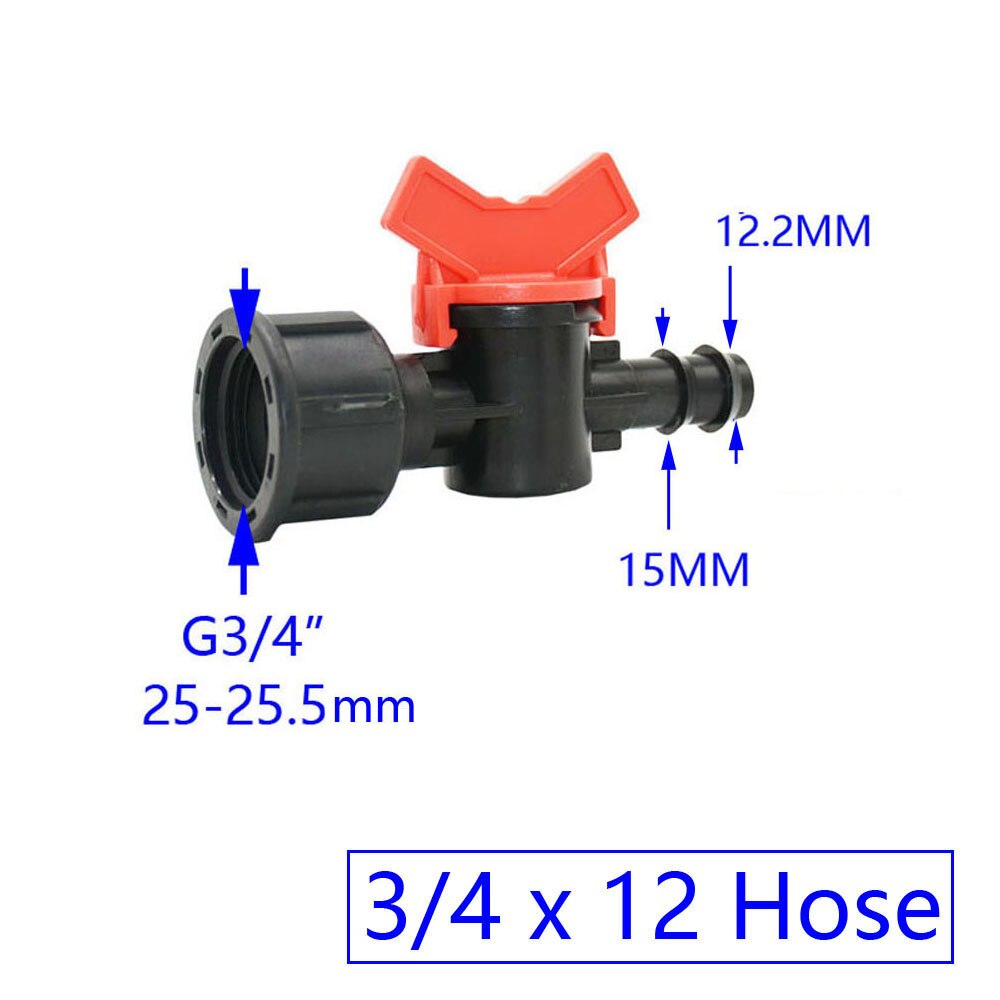 Garden Tap Pe Hose Connector Mini Valve With thread 1/2 3/4" For 1/4" 3/8" 16/20/25mm Water Tube Irrigation Valve Waterstop Cran