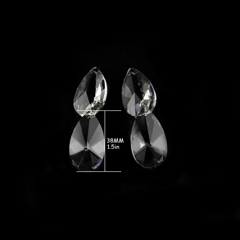 30 stuks/partij transparante 38mm kristal facet geslepen peer traan hanger kristallen kroonluchter hanger voor doe-het-zelf gordijn hanger