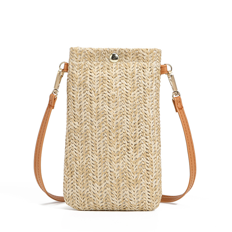 gewebte Stroh Damen Crossbody Umhängetasche Sommer Böhmen Strand Rattan Schulter Pack Kleine Feste praktisch Geldbörse tote Tasche: 03