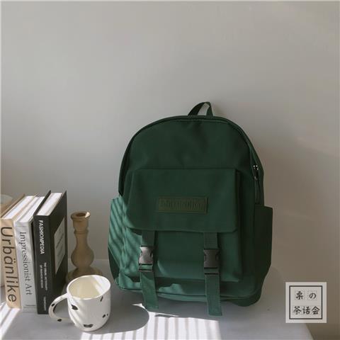 Mochilas femininas retalhos moda lona chique sólida preppy adolescentes mochila harajuku simples bolsa de viagem ulzzang ins all-match novo: dark green