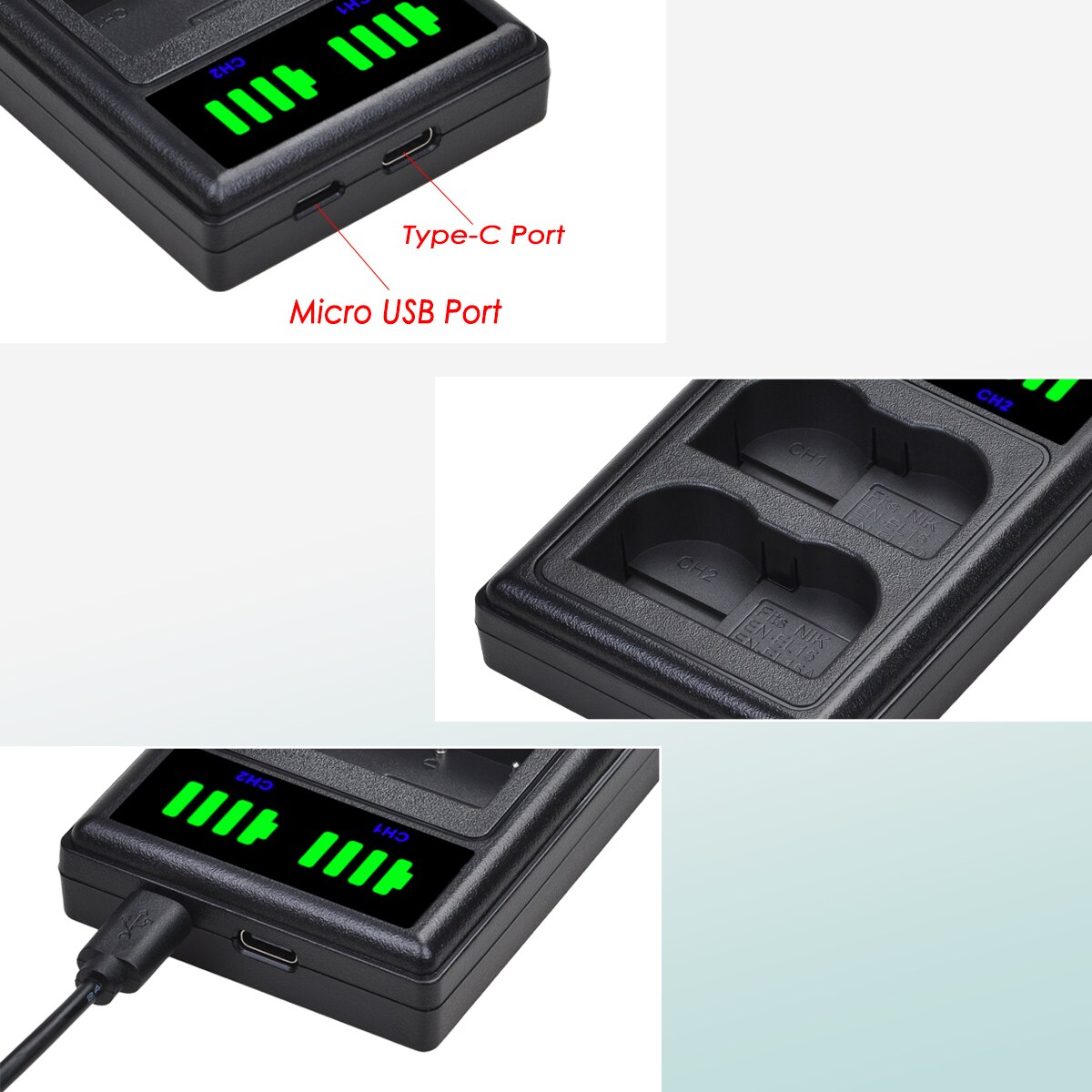 Batería y cargador EN-EL15 EN EL15C para Nikon D500, D610, D750, D800, D810, D850, D7000, D7100, D7500, Z5, Z6, Z6II, Z7, Z7II