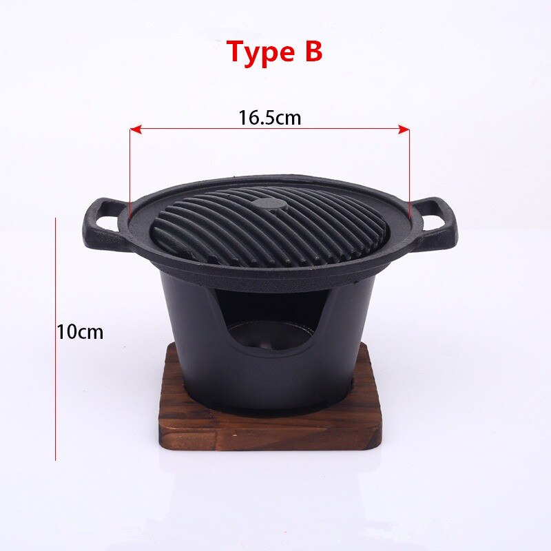 Mini parrilla coreana para barbacoa, estufa japonesa de Alcohol, parrilla de barbacoa sin humo para el hogar, placa para barbacoa al aire libre, herramientas para asar carne: B