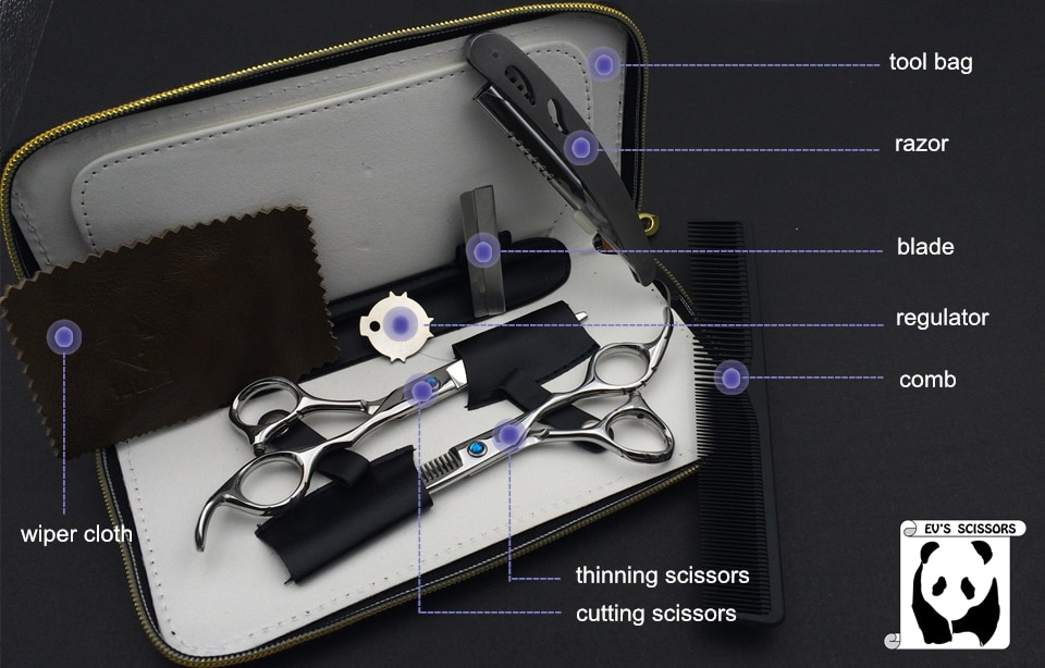 Smith chu-Juego de tijeras de peluquería profesionales, 6,0 pulgadas, 62HRC, corte recto y adelgazante con peine, ropa, aceite