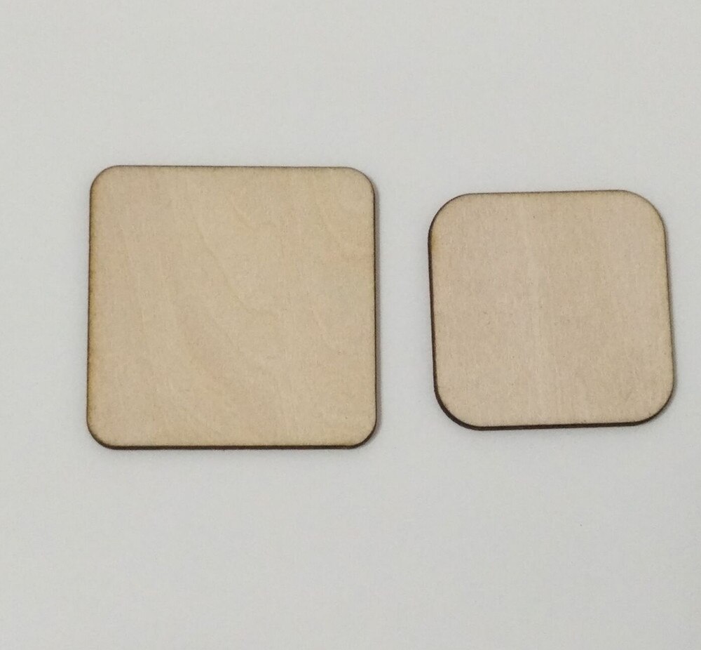 40PCS Of Unfinished Plain Wood Blocks Round Corner Wooden Square Shape Wedding Crafts 2"