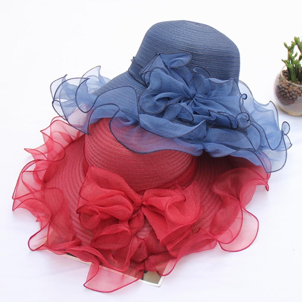 Sombrero de ala ancha tejido a mano para mujer, gorra con adornos de flores, Anti-UV, con cordones, ala ancha, para exteriores, Playa Floral