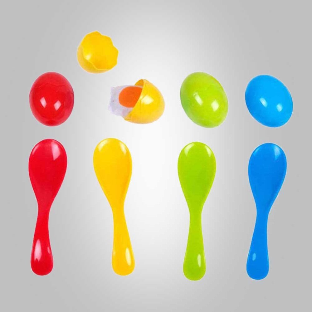Juego de carrera de huevo y cuchara para niños, juego divertido para fiestas, salidas familiares, competición, equilibrio de huevo, juego para correr: Default Title