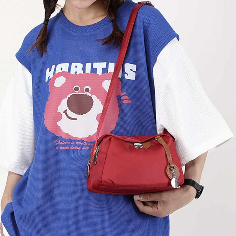 Nylon dames waterdichte grote capaciteit crossbody tas casual effen kleur messenger schoudertas