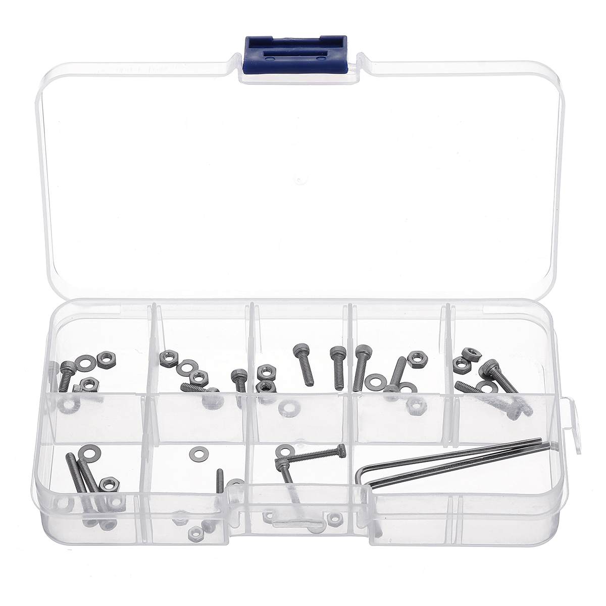 50pcs/set M2.5 Universal Turntable Headshell Cartridge Mounting Kit Stainless Steel Bolts Screws Nuts Set with Case