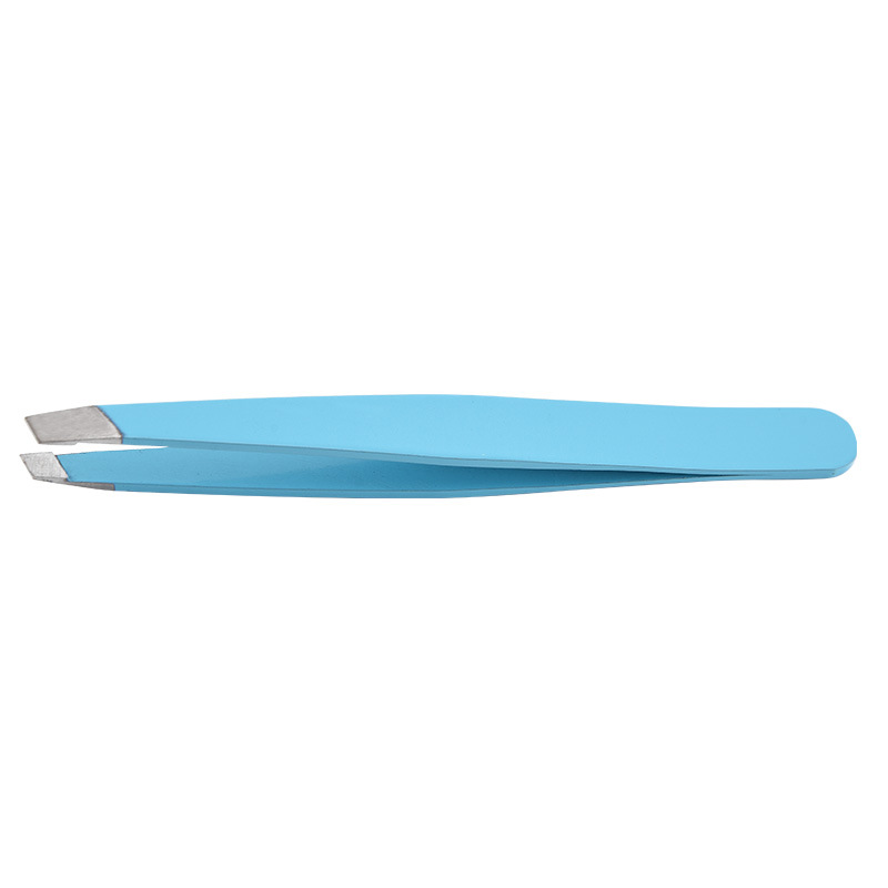 Eyebrow Tweezers Stainless Steel Slant Tip Hair Removal high-precision stainless steel eyebrow tweezers for facial hair Makeup T: Blue