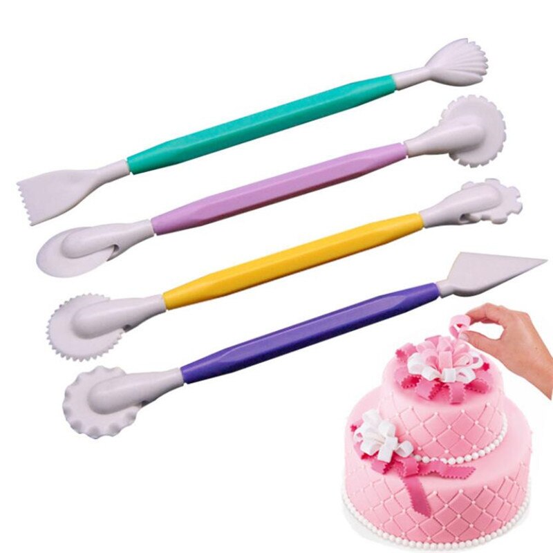 4 st/set fondant tårta dekorera modelleringsverktyg 8 mönster blomdekoration penna bakverk carving cutter baka hantverksformar gör det själv