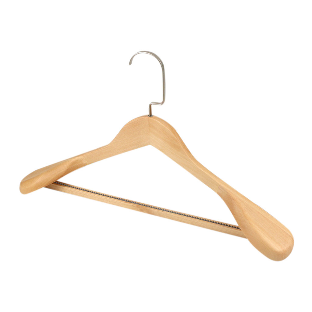 Hangerworld 25 Perchas 45cm Madera con Pinzas de Metal para Pantalones