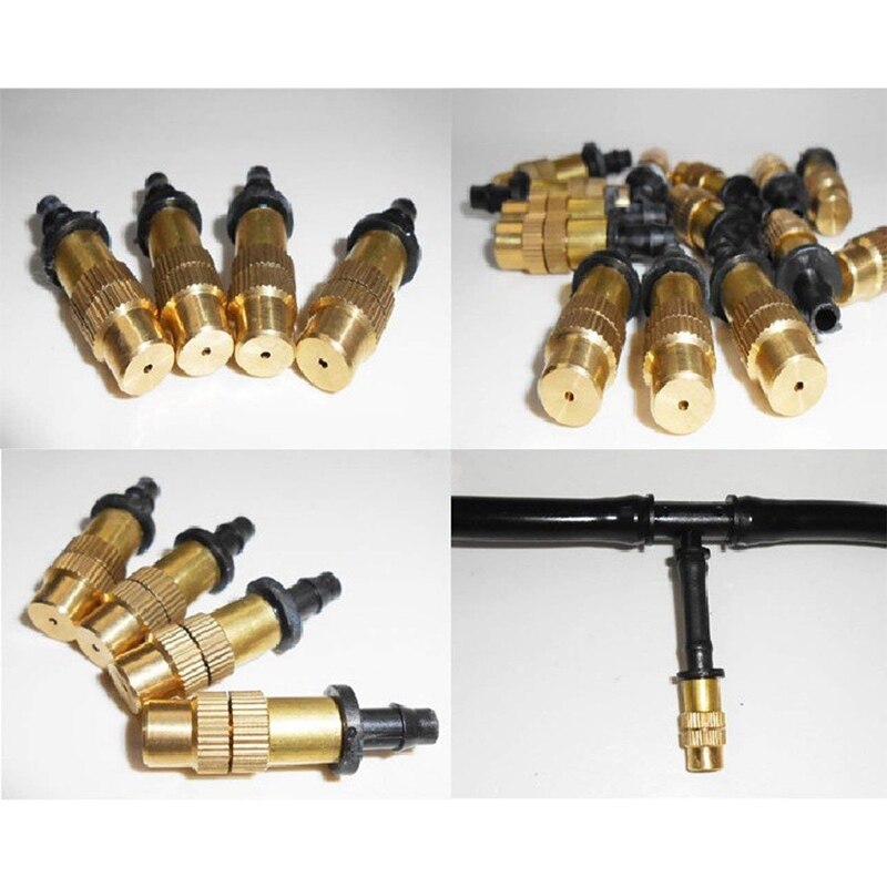 12 Set Copper Adjustable Spray Nozzle Spray Atomization Copper & 1x 30 Meter 1/4 Inch Blank Distribution Pipe