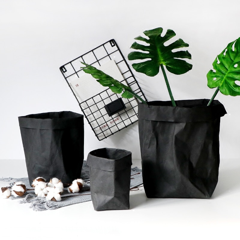 Washable Kraft Paper Bag Multifunction Shimmering Reuse Storage Bag Pots For Plant Flowers Home Decor