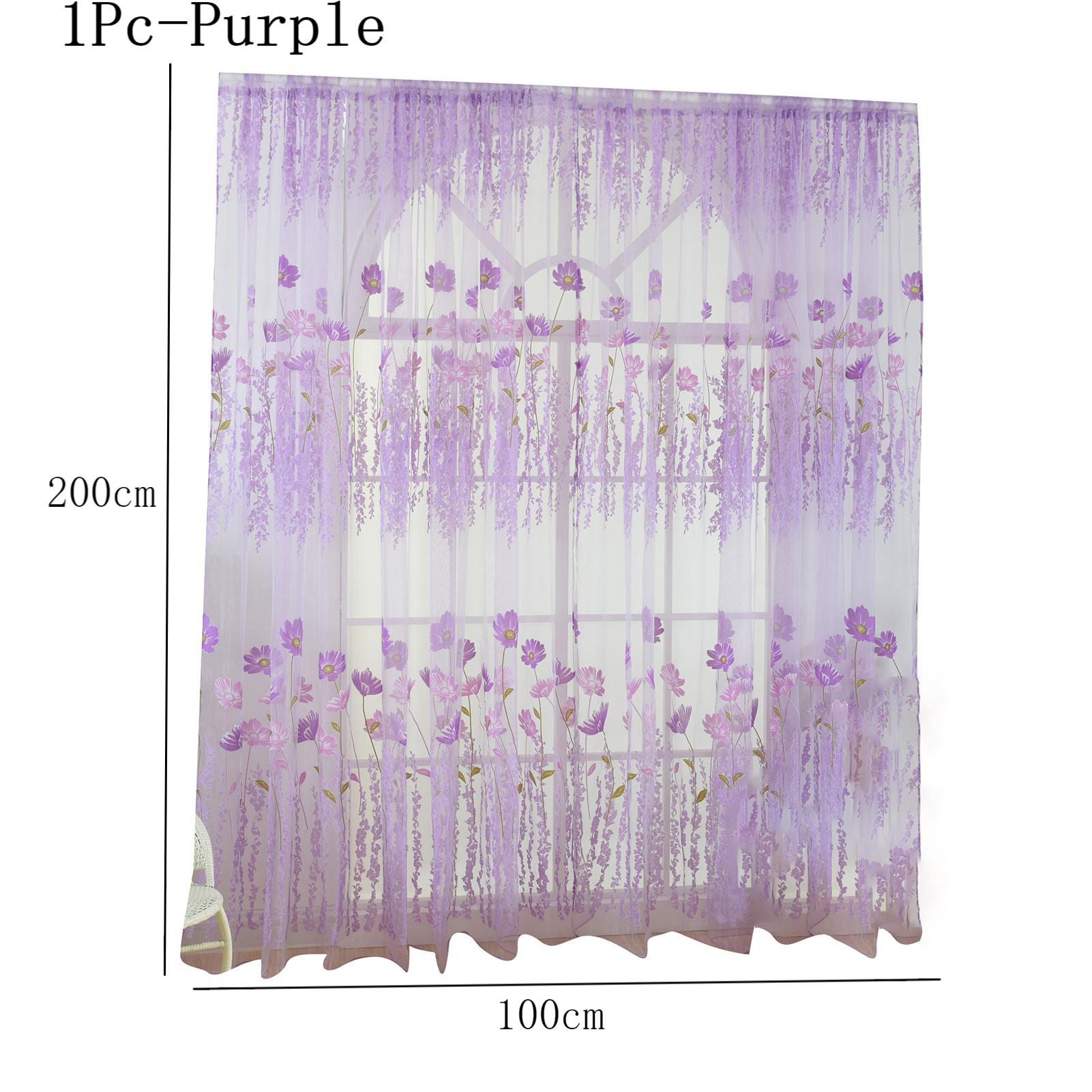 1Pc/2Pcs Soft Curtain 1*2m / 1*2.7m Lightweight Voile Curtain Reusable Polyester Peony Flower Printed Curtain Room Decoration: Red