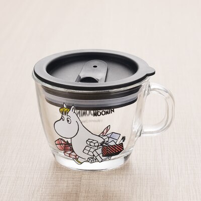 Moomins cartoon Drinkware babies glass water drink glass cup clear glass handle 210ml glass cup safe cute mug: Cover D