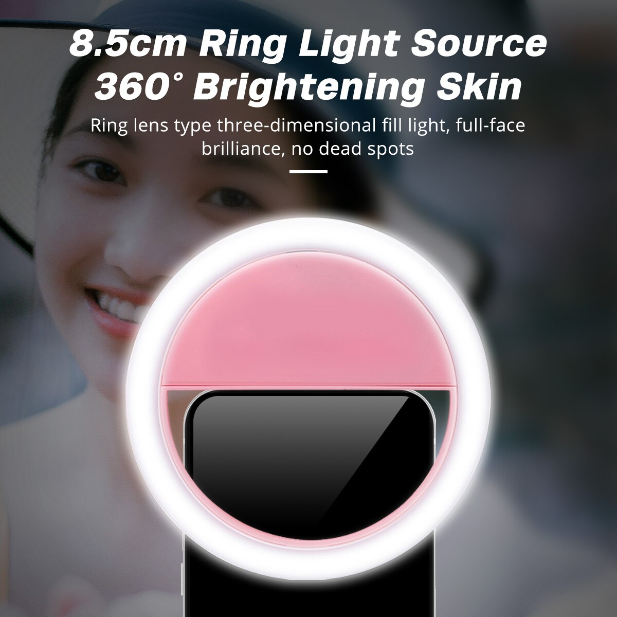 Handy led three gear ring fill light selfie live usb rechargeable mobile phone camera clip-on selfie ring beauty light lamp
