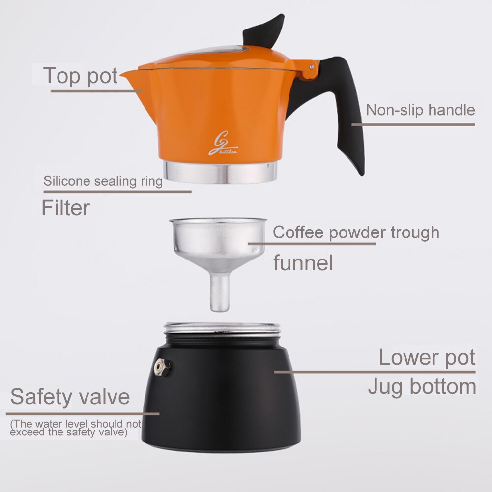 150ml 300ml Stovetop Espresso Maker Moka Pot Classic Italian Coffee Maker Aluminum Barista Coffee Brewing Kettle Accessories