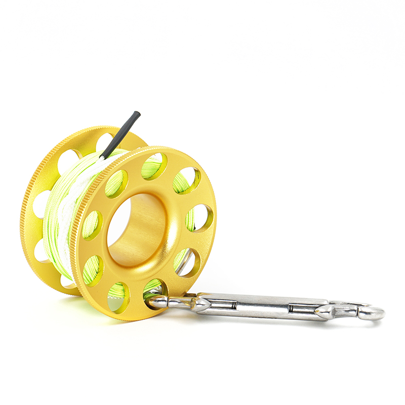 Dykking spole fingersnelle aluminium med flat line snap bolt 15m 30m for undervanns grottedykk eller fiske