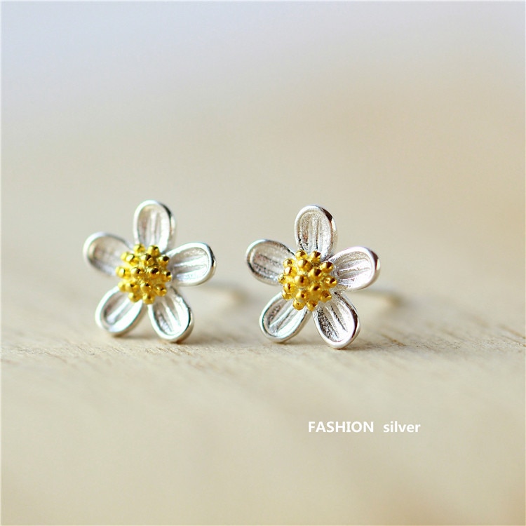 S925 Sterling Zilveren Oorbellen Met Leuke Kleine Bloemen Eenvoudige En Verse Voor Meisje Vriend Dames Sieraden Voor Vrouwen