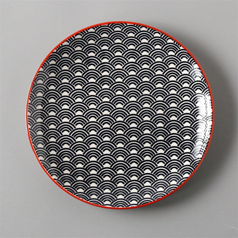 Japanese Style 8 Inch Ceramic Under Glazed Vegetable Dinner Plate Simple Dessert Plate Household Small Steak Dish Food Container: F