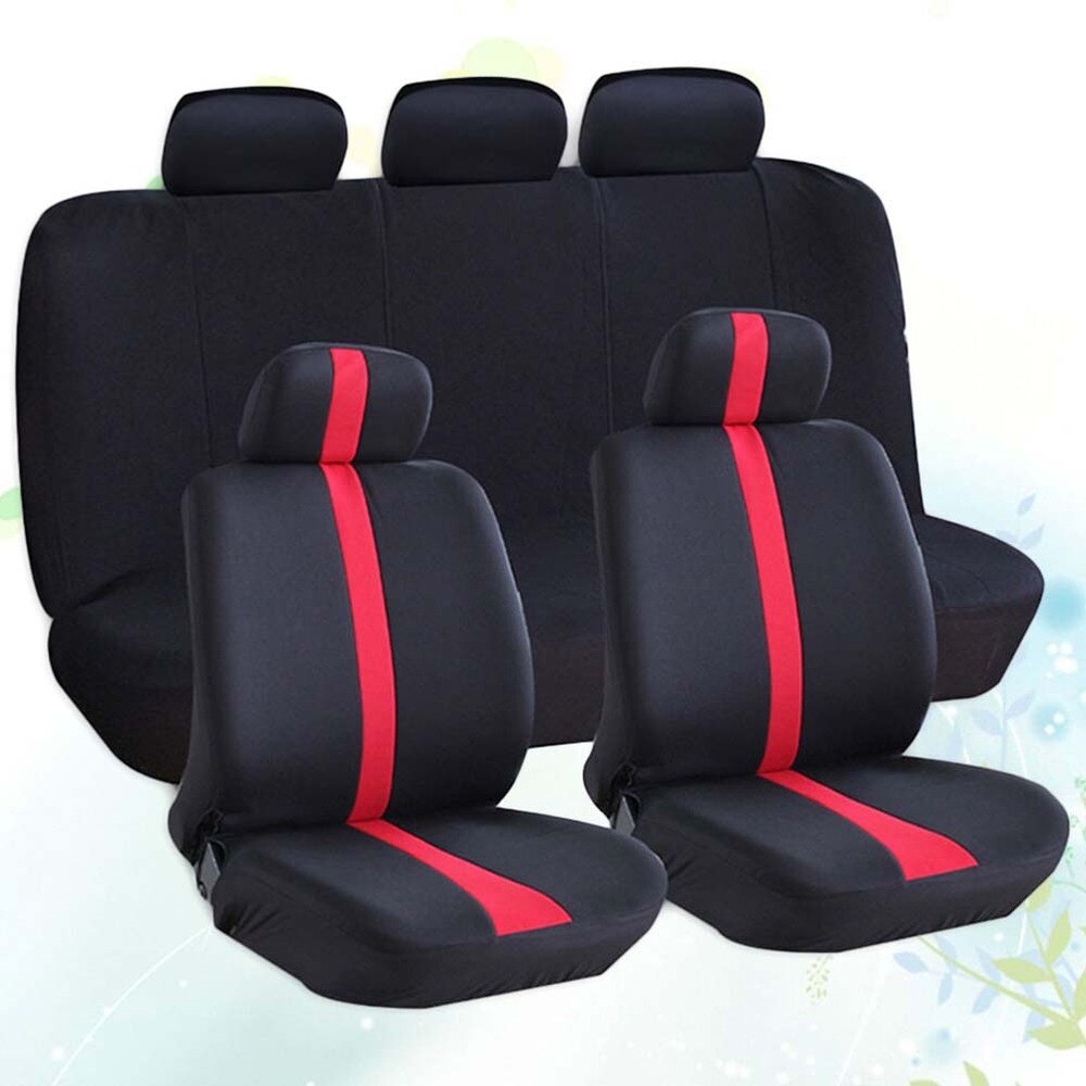 9 unids/set cubierta Universal de asiento de coche cubiertas de asiento completo Interior de coche decoración (rojo)