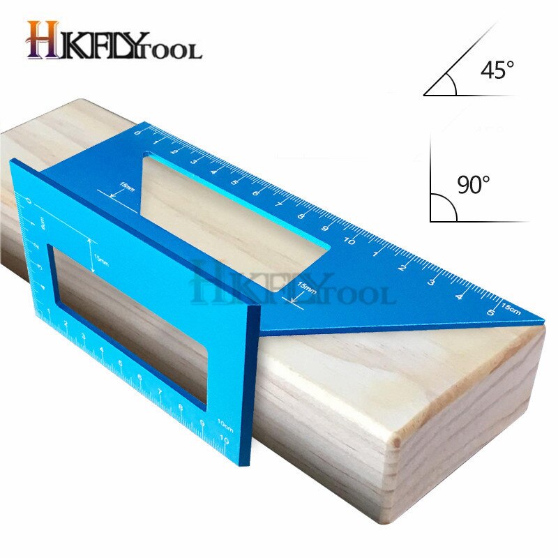 Japanse Aluminium 45 Graden 90 Graden Houtbewerking Multifunctionele Vierkante Gauge Hoek Gradenboog Over De Heerser: Aluminum -Blue