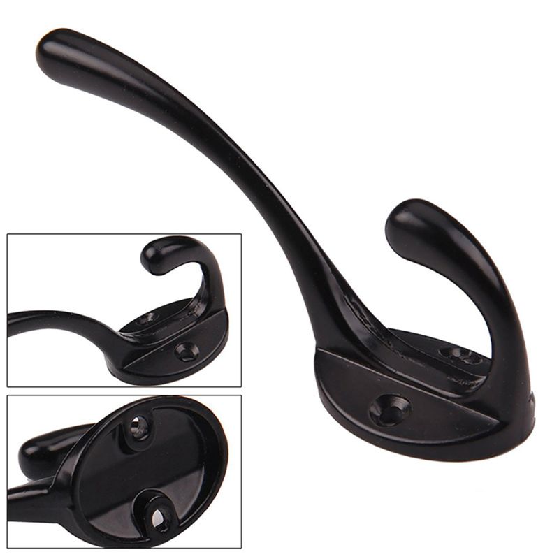 Ganchos de pared para sombreros, colgador Retro de doble punta con 20 tornillos (negro/dorado), montado en la pared, paquete de 9 Uds.