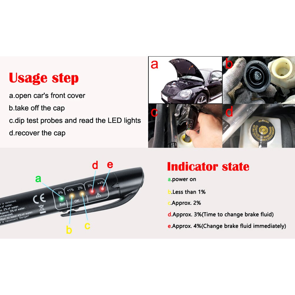 Vehicle Meter Testing Tool Universal Brake Fluid Tester Car Brake Liquid Digital Tester Accurate Oil Check Pen