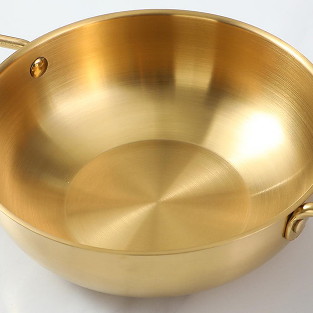 Noodle Pan Convenient Double Handle Stainless Steel Frosted Thick Ramen Pan for Kitchen Portable Cooking Pots