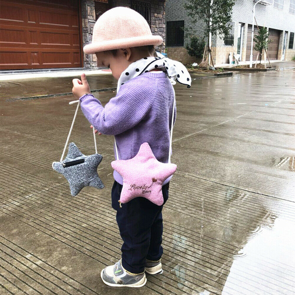 Barn flicka paljetter stjärnformad crossbody messenger axelväska påse myntväska plånbok härlig
