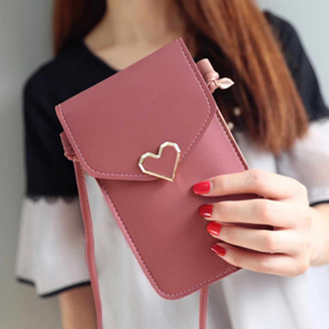 Women's Touch Screen Cell Phone Purse Transparent Simple Bag Hasp Cross Wallets Smartphone Leather Shoulder Light Handbags