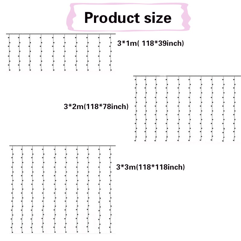 Wedding Party Backdrop Curtain 3*2/3*3m 300 LED Fairy String Light Drapes Birthday Christmas Mariage Outdoor Home Decoration