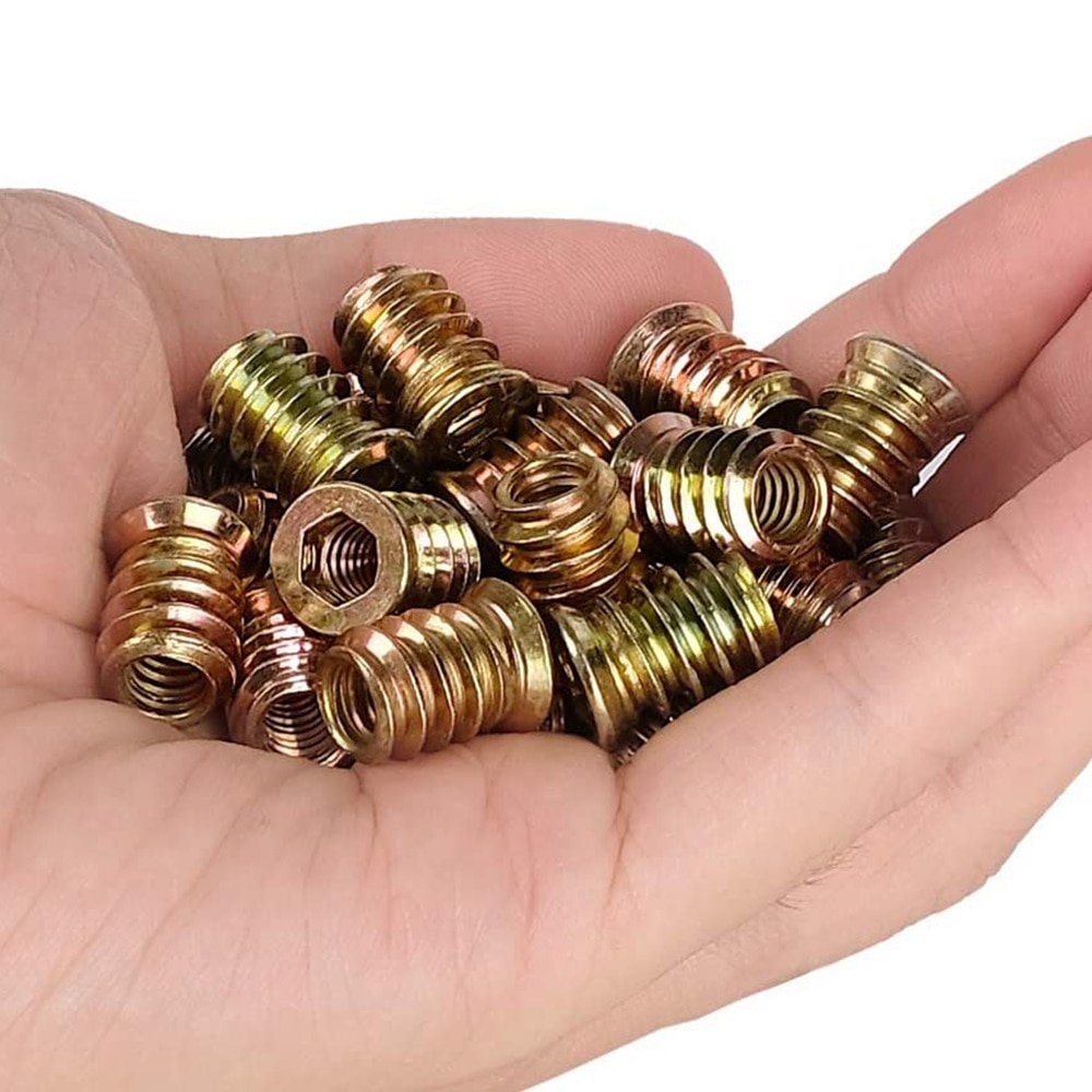 100 kpl 1/4 tuumaa -20 x 15mm huonekaluruuvia mutterikierteiset puiset sisäosat pultin kiinnittimen liitin kuusiokolo
