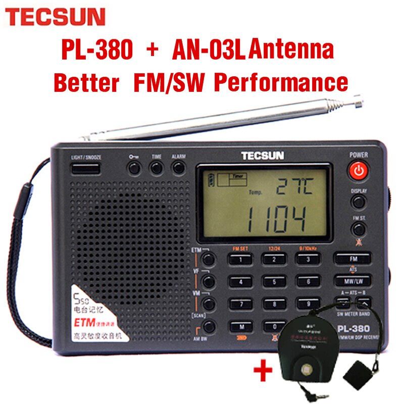 Tecsun PL-380 Radio DSP with AN-05L SW Band External Antenna Fm Am Stereo World Band Receiver VS Tecsun PL-310ET