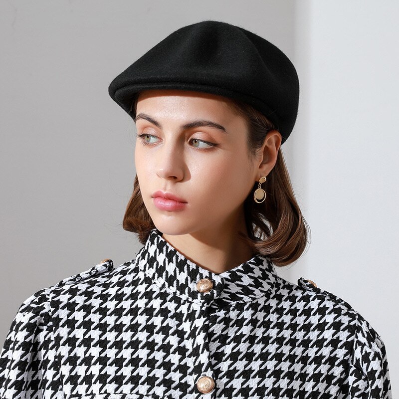 Naizaiga Wol Baret Vrouwen Persoonlijkheid Mode Achthoekige Hoed Tonen Kleine Gezicht Vrouwen Winter Warm Hoeden. RM8: A