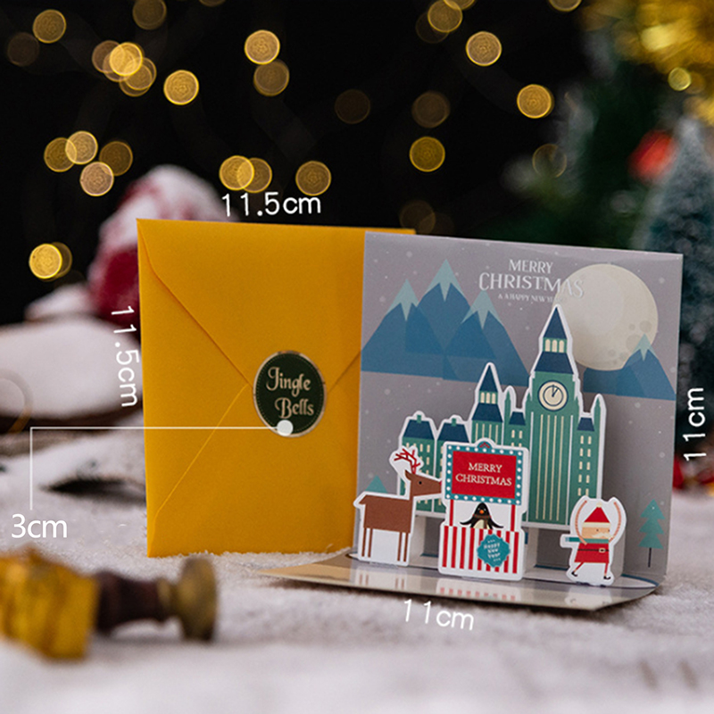 Postal con sobre de Papá Noel, muñeco de nieve, árbol de Navidad, 3D, Pop-UP, , invitación, , Feliz Navidad, tarjeta de felicitación, tipo plegable